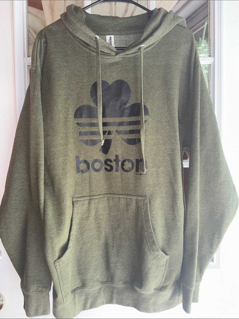 Men's Olive Green Boston Logo Pullover Hoodie